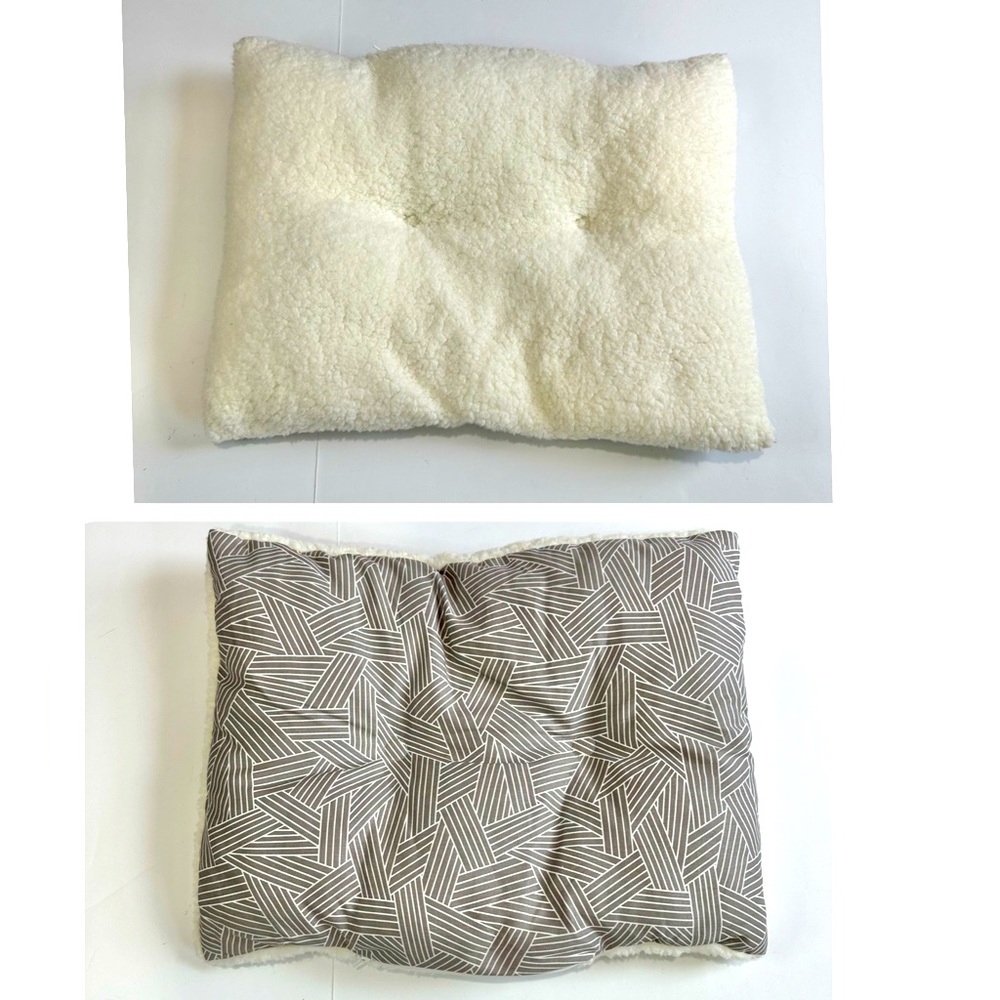 NWOT Reversible Plush Pet Pillow Cream and Gray Stripe